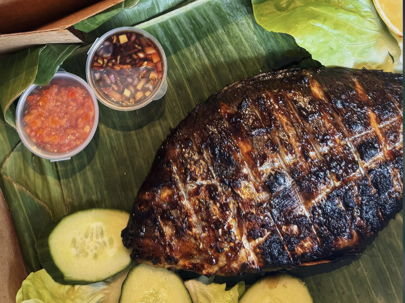 Charcoal-grilled Dorade with sambal and lalapan